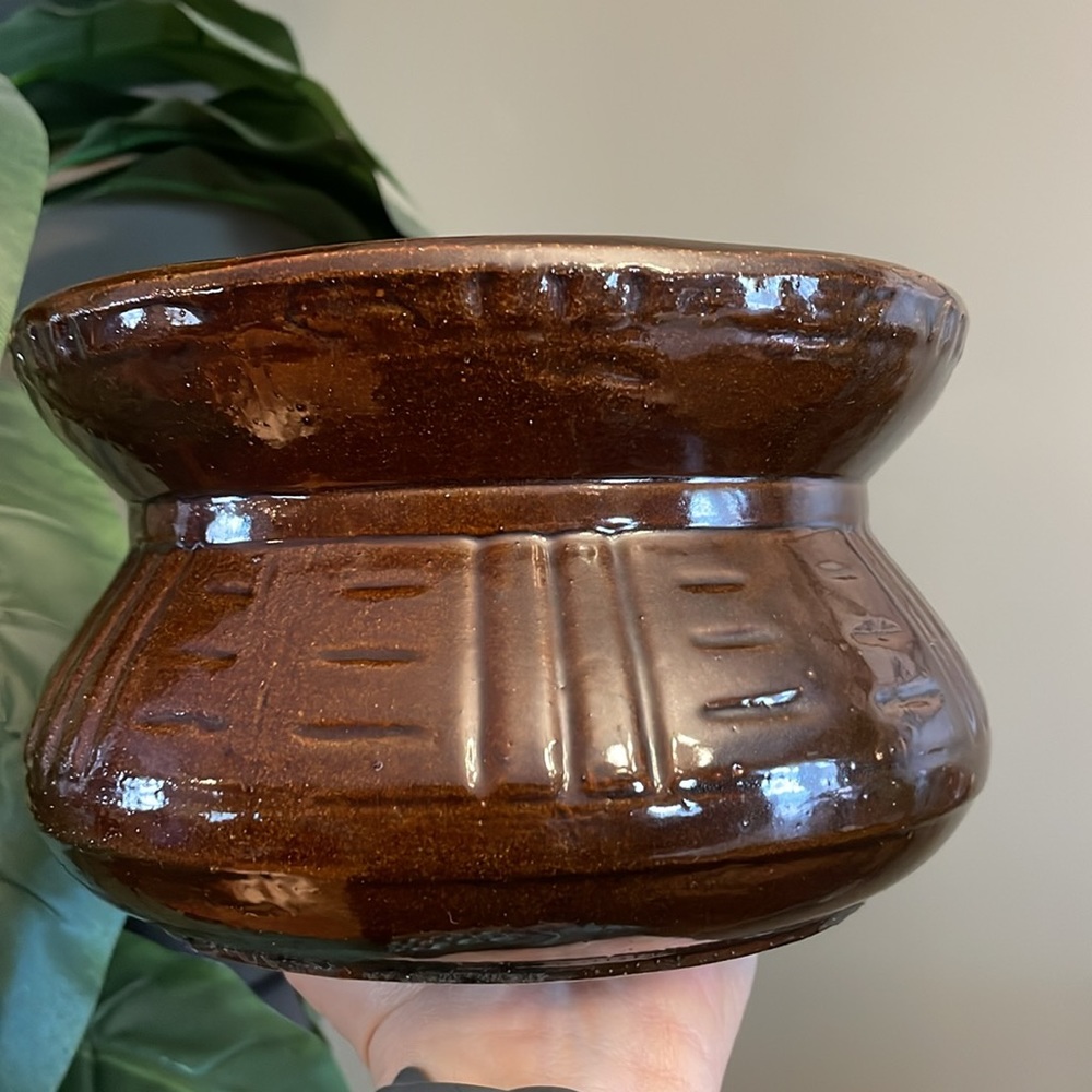 Vintage 1940s Crock Pot Heavy Planter Glaze Pottery Clay Pot Cauldron Witch Brew